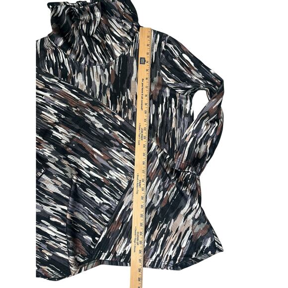 Ali Miles Tunic Top Blouse Cowl Neck Abstract Artsy Textured 3/4 Sleeve Large - Picture 9 of 9